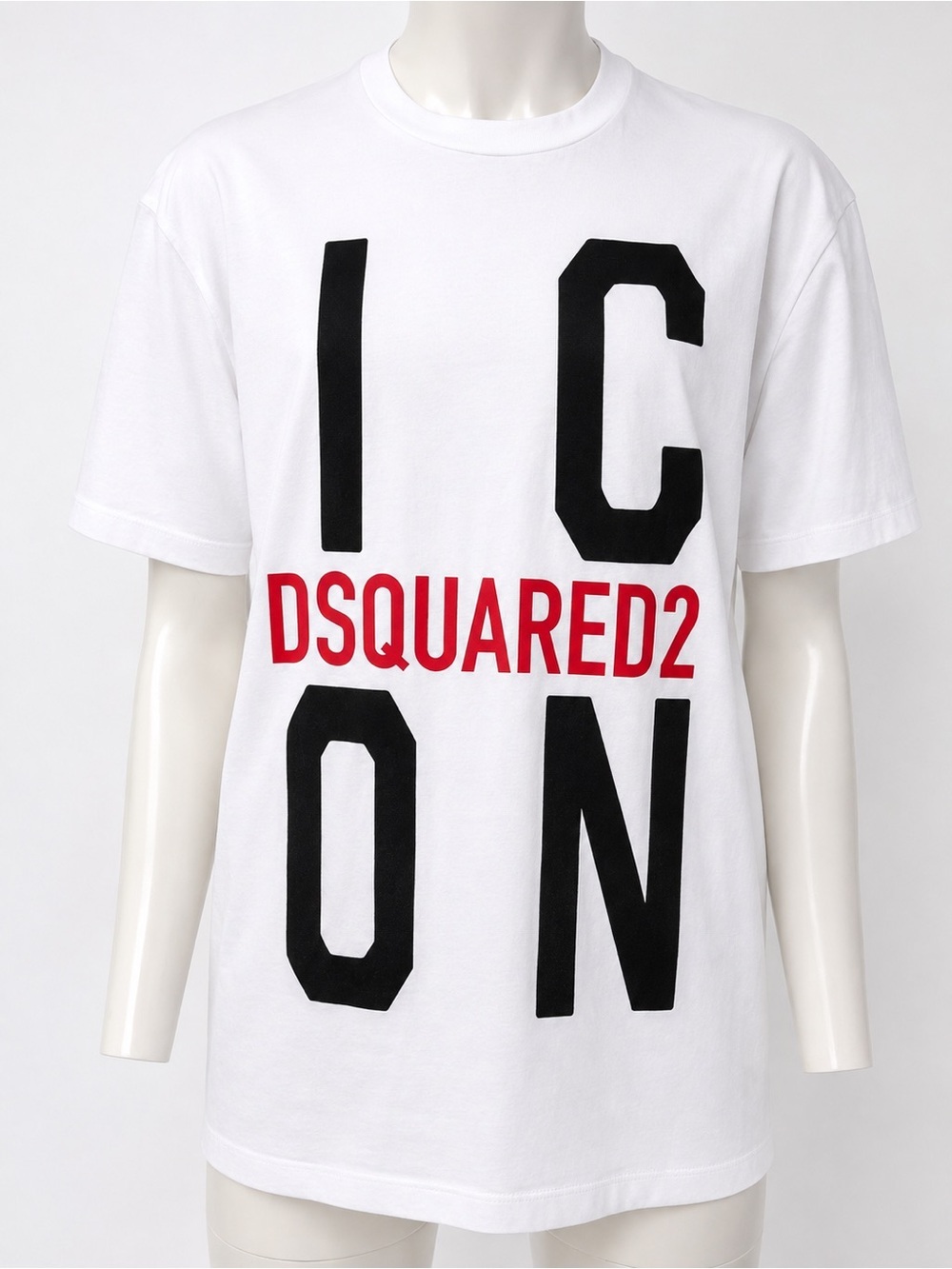 DSQUARED2 White T-Shirt with Black and Red Logo
